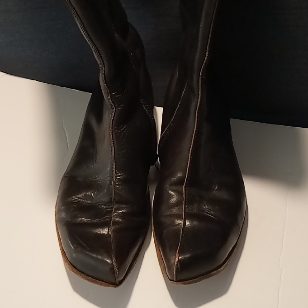 Women's Dark Brown Leather Pointed Ankle Booties